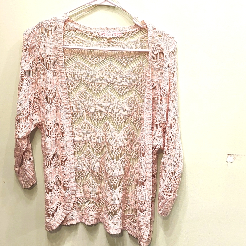 Mesh tan cardigan